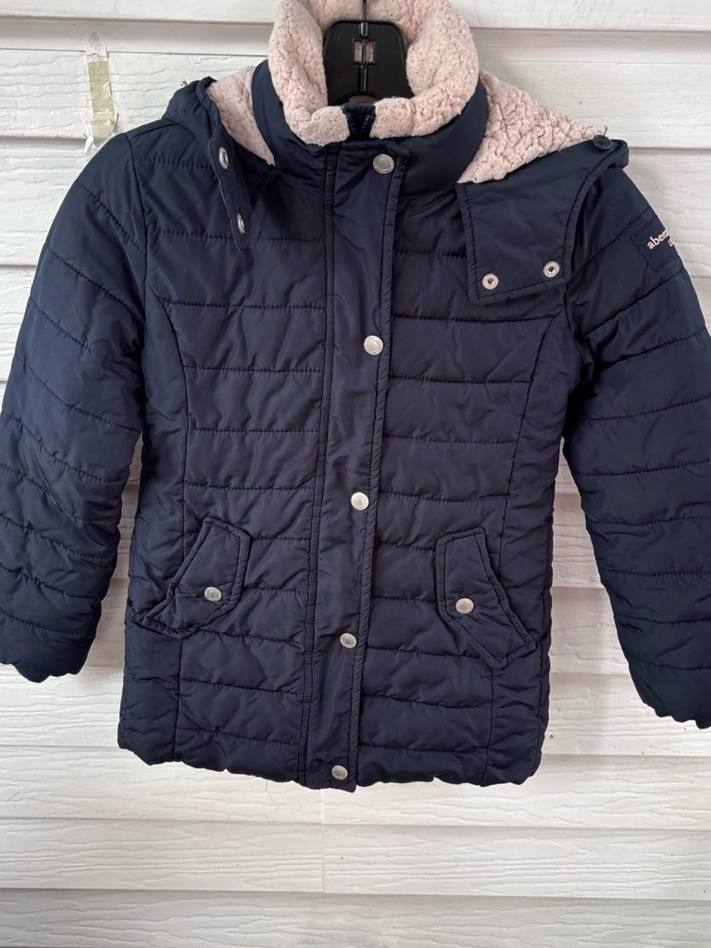 Children's Navy Puffer Jacket with Sherpa Lining